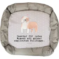 Mr. & Mrs. Panda Hundematratze Englische Bulldogge Moment - Grau Pastell - Geschenk, Nikolaus, Ostern, Vatertag, Geburtstag, Muttertag, Hund