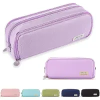 Zimtky Federmäppchen Federtaschen Teenager Mädchen Mäppchen Etui Stifte 3 Fach, Große Kapazität Pencil Case für Schule & Büro, lila