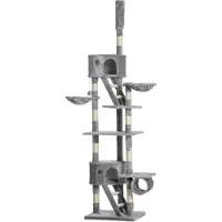 Dopwii Katzenkratzbaum 240-260 cm Deckenhoch Kratzbaum groß Kletterbaum Katze Kratzbaum für große Katzen mit Sisalseil Hellgrau