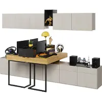 Furniture24 Wohnwand TEEN REST SET-04B für Jugendzimmer Kommoden 2 Schreibtische Hängeschrank Led Licht