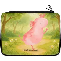 Mr. & Mrs. Panda Federmäppchen Axolotl Tanzen Design - Weiß - Geschenk, Sterne, Springen, Freudig, Schlampermäppchen, Schwanzlurch, Etui, Federmappe, Federtasche