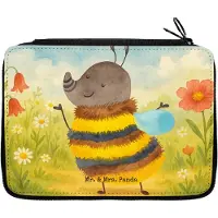 Mr. & Mrs. Panda Federmappe Hummel flauschig Design - Weiß - Geschenk, Biene, Schlampermäppchen, Federtasche, Schreibmappe, Natur, Lustige Sprüche, Mäppchen, Blume