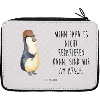 Mr. & Mrs. Panda Schlampermäppchen Wenn Papa es nicht reparieren kann, sind wir am Arsch - Grau Pastell - Geschenk, Federmäppchen, Handwerker, Vatertag, Mäppchen, Vorbild