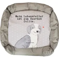 Mr. & Mrs. Panda Hundekissen Bearded Collie Lebensretter - Grau Pastell - Geschenk, Britischer Hütehund, Vatertag, Welpen, Dankeschön, Geburtstag, Weihnachten, Hund