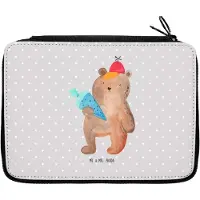 Mr. & Mrs. Panda Schlampermäppchen Bär Schultüte - Grau Pastell - Geschenk, Federtasche, Einschulung, Stifteetui, Schulanfang, Federmappe, Schulbeginn, Federmäppchen