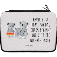 Mr. & Mrs. Panda Mäppchen Koala Familie - Grau Pastell - Geschenk, Kinder, Schlampermäppchen, Geschwister, Schulmäppchen, Mama, Stiftemappe, Muttertag, Koalas