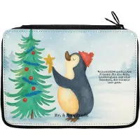 Mr. & Mrs. Panda Stiftemappe Pinguin Weihnachtsbaum Design - Weiß - Geschenk, Winter, Schulmäppchen, Bleistiftetui, Mäppchen, Weihnachten, Federtasche, Etui, Schreibmappe