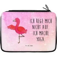 Mr. & Mrs. Panda Federmappe Flamingo Yoga - Aquarell Pink - Geschenk, Baum, Schlampermäppchen, Federmäppchen, Mäppchen, Meditieren, Bleistiftetui, Etui, Vogel, Rosa, Yogi
