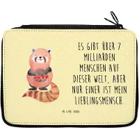 Mr. & Mrs. Panda Federmappe Roter Panda - Gelb Pastell - Geschenk, Federmäppchen, Liebe, Federtasche, Herz, Lustige Sprüche, Bleistiftetui, Stifteetui, Liebling, Etui