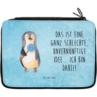 Mr. & Mrs. Panda Federtasche Pinguin Lolli - Eisblau - Geschenk, Spruch, Gauner, Federmäppchen, Unvernünftig, Süßigkeiten, Schlampermäppchen, Etui, Schüleretui, Mäppchen