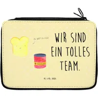 Mr. & Mrs. Panda Mäppchen Toast Marmelade - Gelb Pastell - Geschenk, Federmappe, Etui, Schlampermäppchen, Süß, Toastbrot, Brot, Federpenal, Lustige Sprüche, Küche Spruch