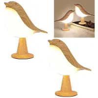 Novzep 2-teilige Touch-Nachttischlampe, dimmbare kleine kabellose Tischlampe, süßes Vogellicht-Nachtlicht, geeignet als Geschenk für Kinder