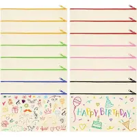 Zimtky Taschen Bemalen, 18 Stück Stofftaschen Zum Bemalen Kinder 21x12cm DIY Blanko Stoff Federmäppchen Baumwolltaschen Unbedruckt, Stoffbeutel mit Reißverschluss für Kinder Basteln Kindergeburtstag