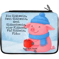 Mr. & Mrs. Panda Stifteetui Schweinchen Glühwein Design - Weiß - Geschenk, Spruch, Weihnachten, Bleistiftetui, Weihnachtsmarkt, Federmäppchen, Schlampermäppchen, Etui