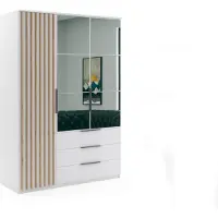 FURMEB Patryk Hojka FurMeb24 Schrank SORENTO 150X215 cm Kleiderschrank mit Spiegel - Wei