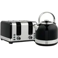 Slyrun Wasserkocher- und Toaster-Set, 1,7 L, 7 Bräunungsstufen, Kunststoff & Edelstahl, Schwarz, platzsparend & funktional