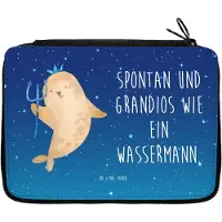 Mr. & Mrs. Panda Federmäppchen Sternzeichen Wassermann - Sternenhimmel Blau - Geschenk, reiseetui, Stifteetui, Etui, Meermann, Meer, Nix, Federmappe, Schreibmappe