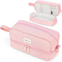 Zimtky Federmäppchen Groß Ästhetisch für Studenten, Mädchen, Erwachsene, Frauen - Schule, Schrein, Büro, Aufbewahrung, Make-up-Tasche - Rosa, U49YX003I