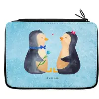 Mr. & Mrs. Panda Stifteetui Pinguin Pärchen - Eisblau - Geschenk, Hochzeitstag, Federmäppchen, Schlampermäppchen, Federtasche, Liebe, Verknallt, Hochzeit, Federmappe
