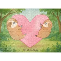 Mr. & Mrs. Panda Puzzle Faultiere Herz Design 551 Teile - Weiß - Geschenk, Hochzeitstag, Puzzlespiel, 500, Geduldspiel, 1500, Freundin, für Frauen, Jahrestag, Mitbringsel
