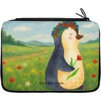 Mr. & Mrs. Panda Federmappe Pinguin Blumen Design - Weiß - Geschenk, Universum, Geschenkidee, Blumenliebe, Bleistiftetui, Stifteetui, Federmäppchen, Federtasche, Etui