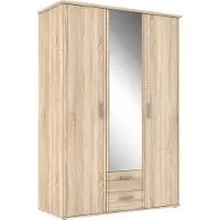 Furniture24 Kleiderschrank Gloria Glrs83S-D30 Schrank 139.2 X 200.8 X 59.6 Cm Mit Spiegel - Sonoma Eiche