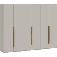 Furniture24 Kleiderschrank Edwal Edws963-M902 6 Türiger Drehtürenschrank - 266.1 X 210.5 X 54.2 Cm - Beige