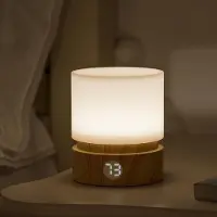 Novzep Nachttischlampe mit Timer, LED-Nachtlicht für Kinder und Erwachsene, Baby-Nachtlicht, Holzimitation, dimmbar, wiederaufladbare Batterie, Tischlampe.