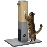 Welikera Kratzbaum für Katzen, Kratzsäule, 79 cm Katzenbaum mit Juteseil, inklusive Spielzeug, Plüsch, Grau