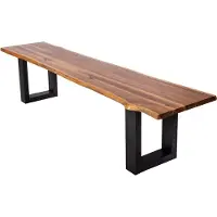 Casa Massiva Outdoor-Baumkantenbank 180x40 cm Avila, Akazienholz massiv & geölt, echte Baumkante, U-Metallgestell Schwarz, Holzbank/Sitzbank für Garten & Terrasse