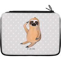 Mr. & Mrs. Panda Federmäppchen Faultier Vogel - Grau Pastell - Geschenk, Schlampermäppchen, Früher, Bleistiftetui, Mäppchen, Federpenal, Spinner, faul, Stifte Etui