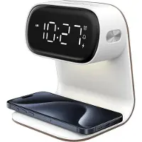 Novzep 3-in-1 Smart Wecker Nachtlicht 15W Wireless Charger – Touch-Dimmung, 3 Lichtfarben, QI-kompatibel, Geschenkidee