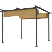 Dopwii 3 x 3 m Garten-Pergola mit verstellbarem Dach, Metallrahmen, UPF30+ Schutz, Sonnendach für Veranda, Terrasse, Beige