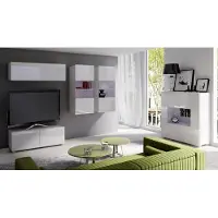 Fun Moebel Mediawand Wohnwand 5 tlg - LABRI 12 - Weiss Hochglanz