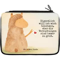 Mr. & Mrs. Panda Etui Alpaka Fahne Design - Weiß - Geschenk, Federmappe, Lama, Schreibmappe, Liebe, Mäppchen, Bleistiftetui, Federmäppchen, Lamas, Alpakas