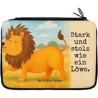 Mr. & Mrs. Panda Mäppchen Sternzeichen Löwe Design - Weiß - Geschenk, Bleistiftetui, Geburtstag Juli, Schlampermäppchen, König Der Tiere, Etui, Schreibmappe, August
