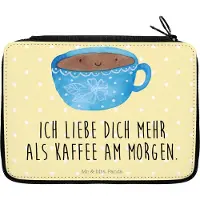 Mr. & Mrs. Panda Mäppchen Kaffee Tasse - Gelb Pastell - Geschenk, Genuss, Glücklich, Federmäppchen, Geschmack, Bleistiftetui, Liebe, Lustige Sprüche, Schlampermäppchen