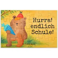 Mr. & Mrs. Panda Puzzle Bär Schultüte Design 24 Teile - Weiß - Geschenk, Puzzlespiel, Grundschule, 2000, 1000, Schulanfang, Teddy, 300, Schulbeginn, Einschulung, 500