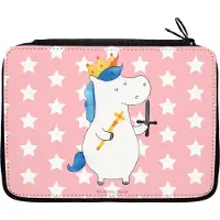 Mr. & Mrs. Panda Federmappe Einhorn König mit Schwert - Rot Pastell - Geschenk, Federmäppchen, Mäppchen, Federtasche, Mittelalter, Ritter, Unicorn, Bleistiftetui