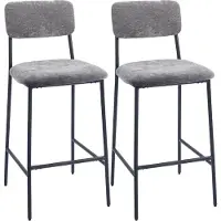 HOMCOM Barhocker 2er Set Barstuhl, Tresenhocker mit Fußstütze, Rückenlehne Grau