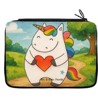 Mr. & Mrs. Panda Federtasche Einhorn Herz Design - Weiß - Geschenk, Etui, Unicorn, Einhörner, Freundin, Federmappe, Stifteetui, Federmäppchen, Lustig, Mäppchen