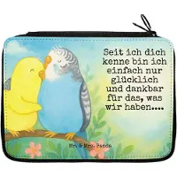 Mr. & Mrs. Panda Federtasche Wellensittich Liebe Design - Weiß - Geschenk, Verknallt, Mäppchen, Schlampermäppchen, Verliebt, Schulmäppchen, Bleistiftetui, Vertrauen