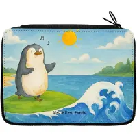 Mr. & Mrs. Panda Etui Pinguin Surfer Design - Weiß - Geschenk, Optimistisch, Pinguine, Federmappe, Mäppchen, Stifteetui, Urlaub, Motiviert, Federmäppchen, Portugal