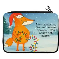 Mr. & Mrs. Panda Federtasche Fuchs Weihnachten Design - Weiß - Geschenk, Federmappe, Mäppchen, Nikolaus, Füchse, Heiligabend, Federmäppchen, Schlampermäppchen, Winter
