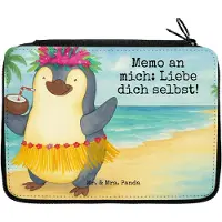 Mr. & Mrs. Panda Schulmäppchen Pinguin Kokosnuss Design - Weiß - Geschenk, Schlampermäppchen, Bleistiftetui, Etui, Hawaii, Schreibmappe, Ferien, Federtasche, Urlaub