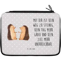 Mr. & Mrs. Panda Federmappe Igel Liebe - Grau Pastell - Geschenk, Etui, Federmäppchen, Bleistiftetui, Stifte, Schlampermäppchen, Hochzeitstag, Freundin, Verlobt, Partner