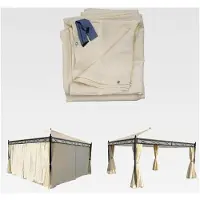 Markenlos 4er-Set Seitenwände für Pergola Cadiz, Ersatzseitenwände Pavillon 4x4m, Polyester - Creme