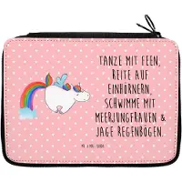 Mr. & Mrs. Panda Schüleretui Einhorn Fliegendes Pferd - Rot Pastell - Geschenk, Federtasche, Schulmäppchen, Unicorn, Spielen, Federmäppchen, Etui für Stifte, Regenbogen