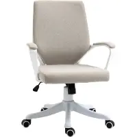 Welikera Bürostuhl Schreibtischstuhl Home-Office-Stuhl mit Wippenfunktion Rückenlehne höhenverstellbarer dick gepolstert ergonomisch 360°-Drehräder Polyester Nylon PP Beige+Weiß 62x69x92-100 cm