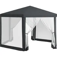 Outsunny Gartenpavillon 3,94x3,412m 6-eckig Pavillon mit Moskitonetz Polyester